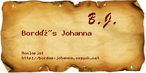 Bordás Johanna névjegykártya